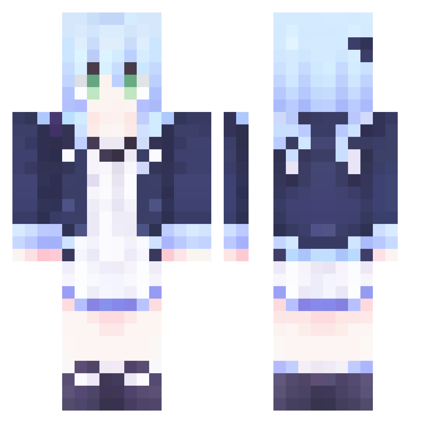 AtoriUzawa Minecraft skin, front and back view