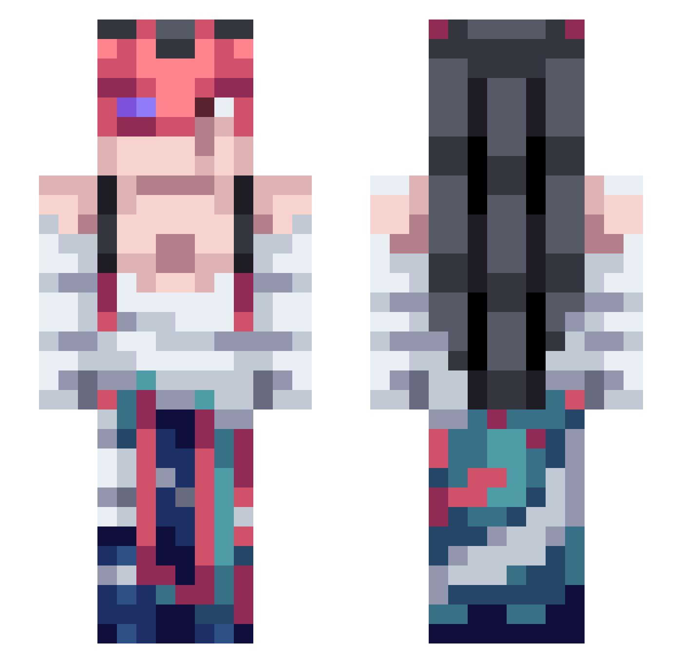 Elksos Minecraft skin, front and back view