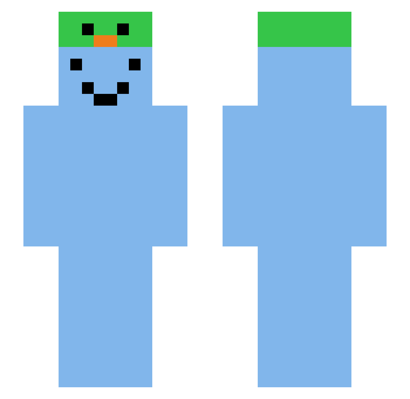 yonkpie Minecraft skin, front and back view
