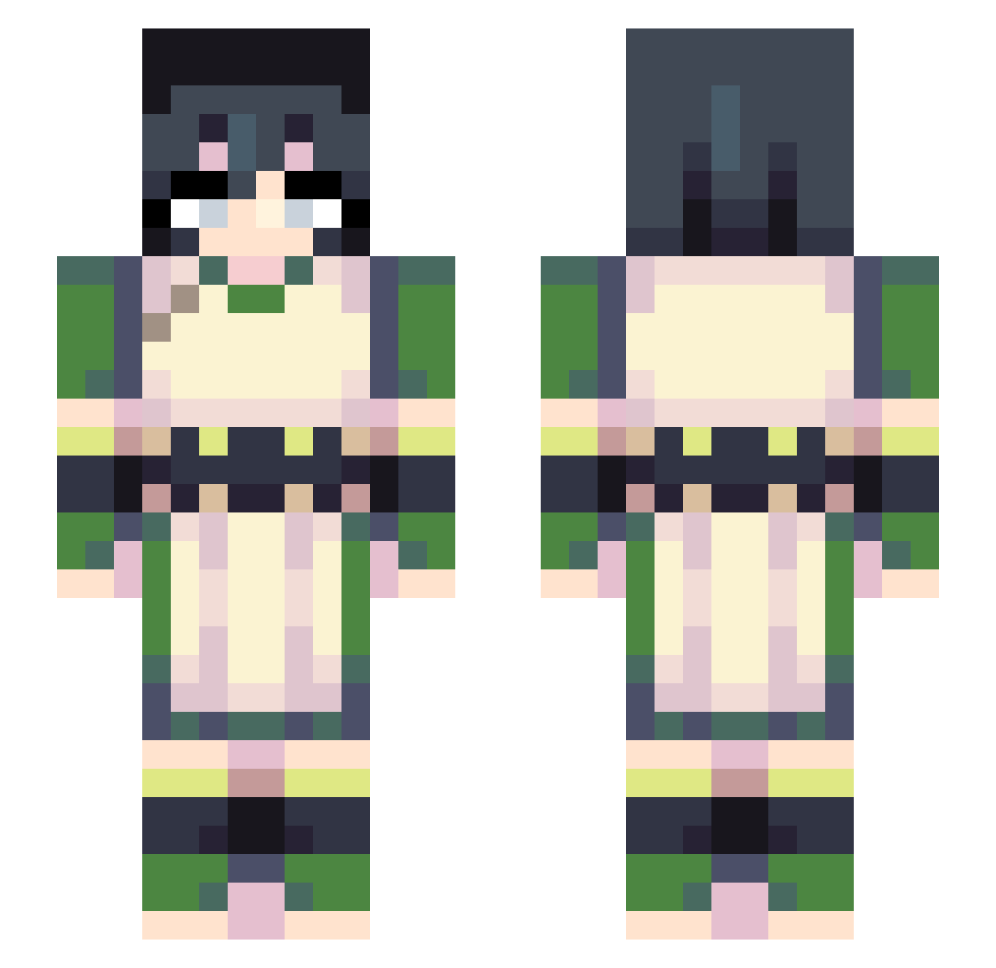 Toph Minecraft skin, front and back view