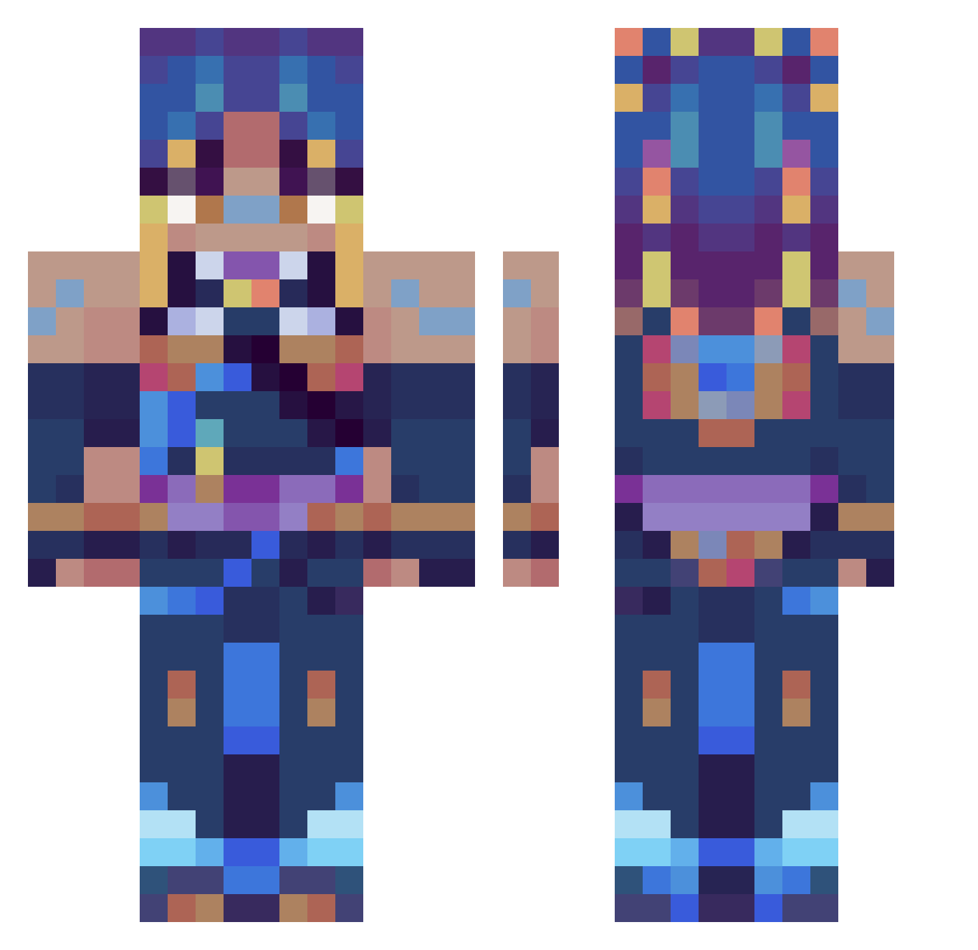 BidKip Minecraft skin, front and back view