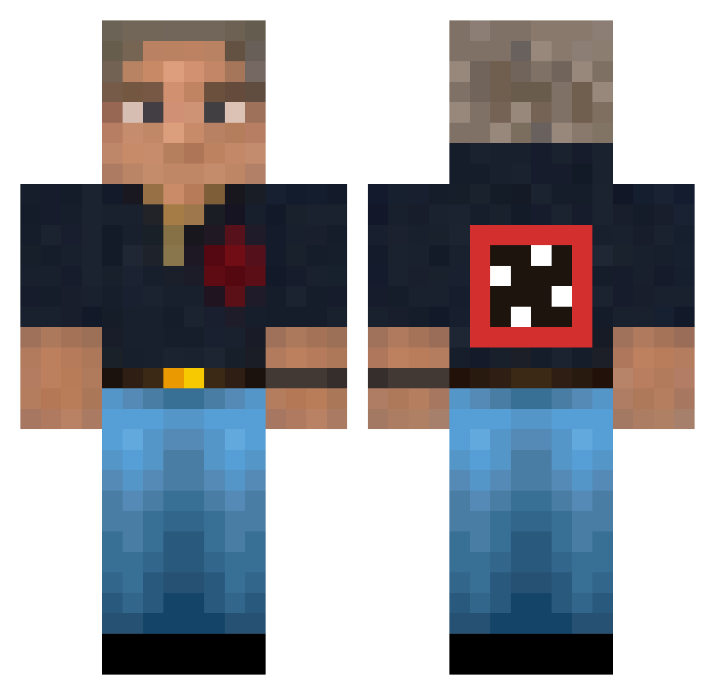 Cabrebremine Minecraft skin, front and back view