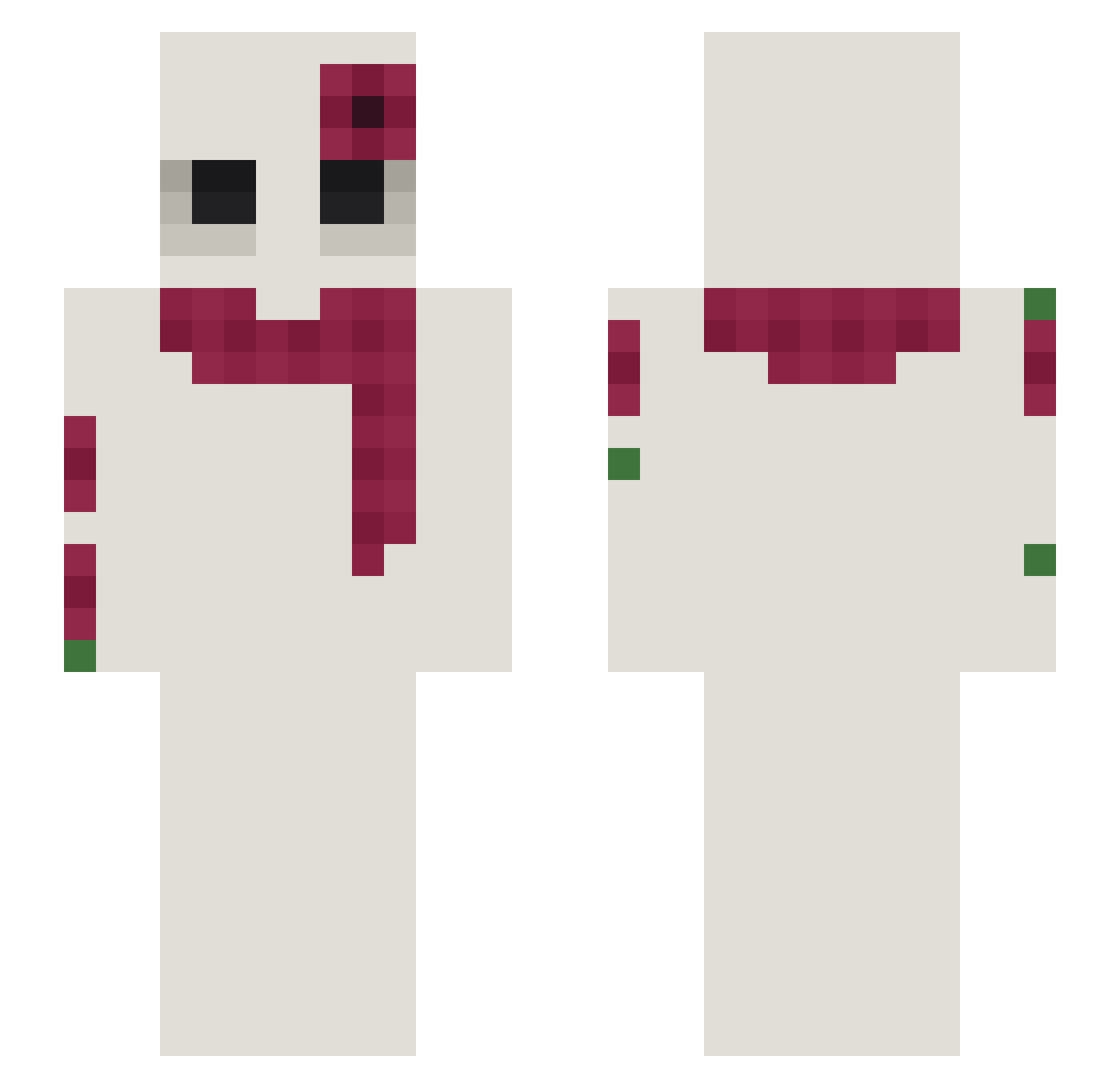 TennoAntenno Minecraft skin, front and back view