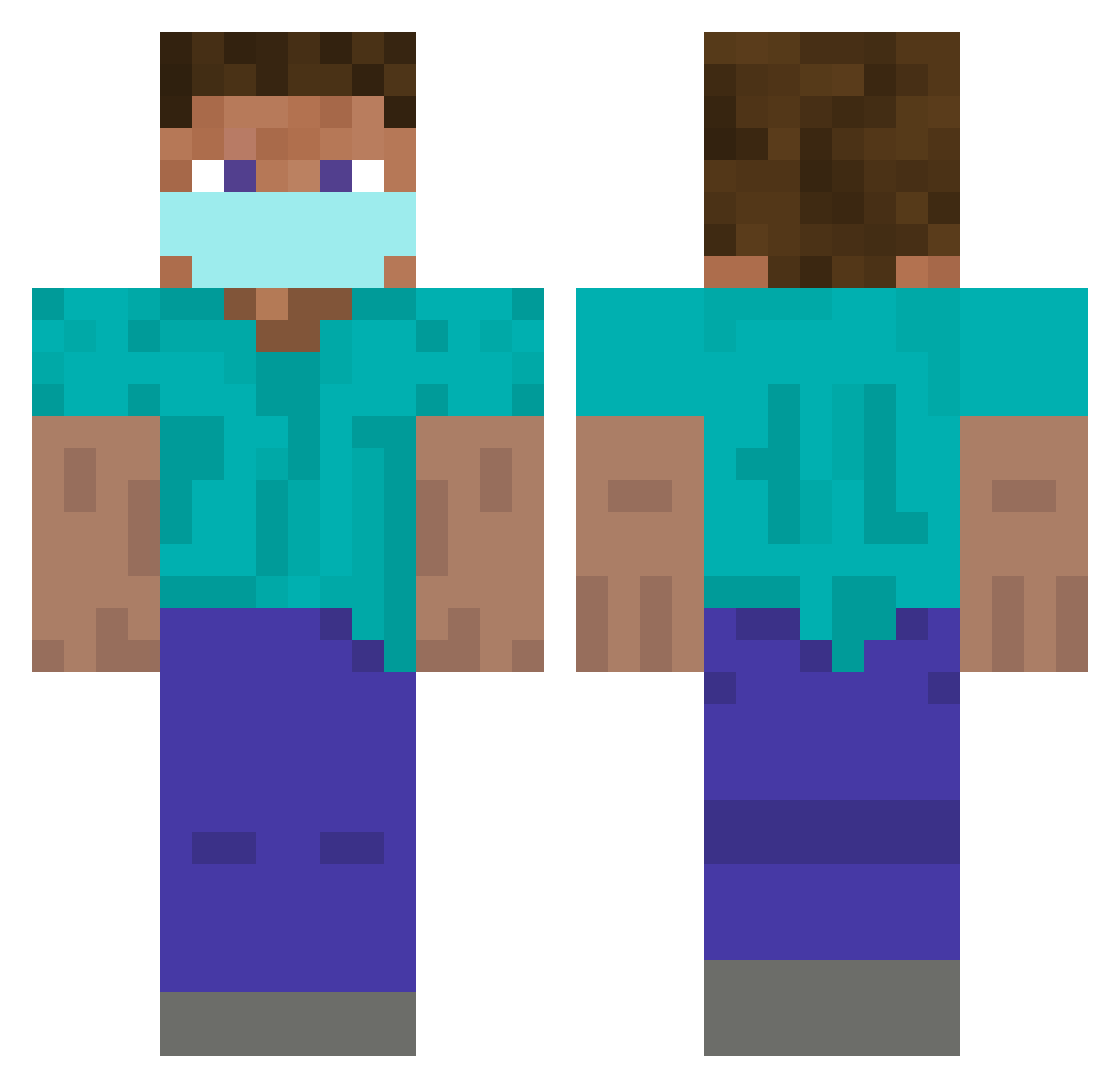 bot_shiro Minecraft skin, front and back view
