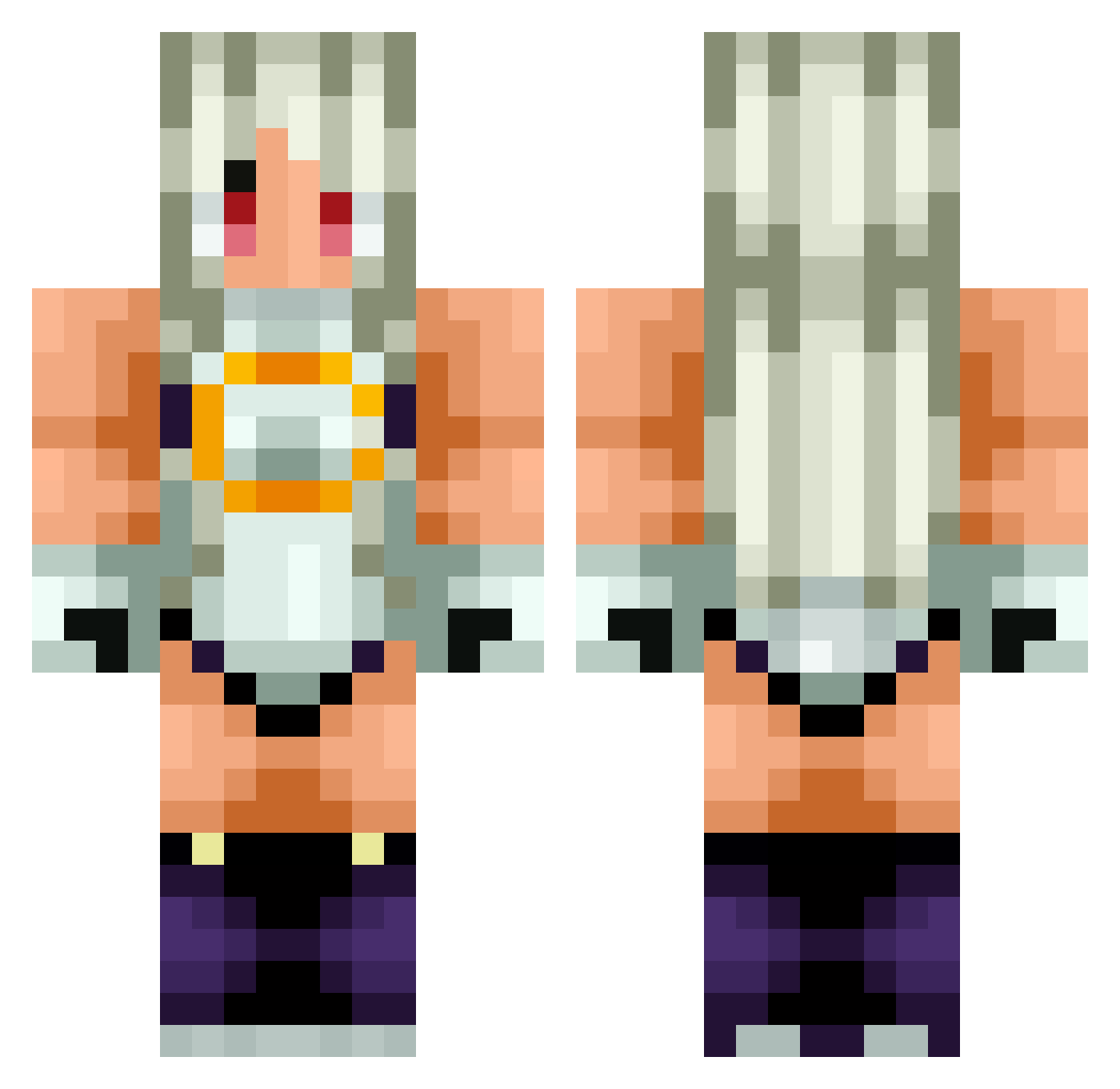 TheSilentPoet Minecraft skin, front and back view