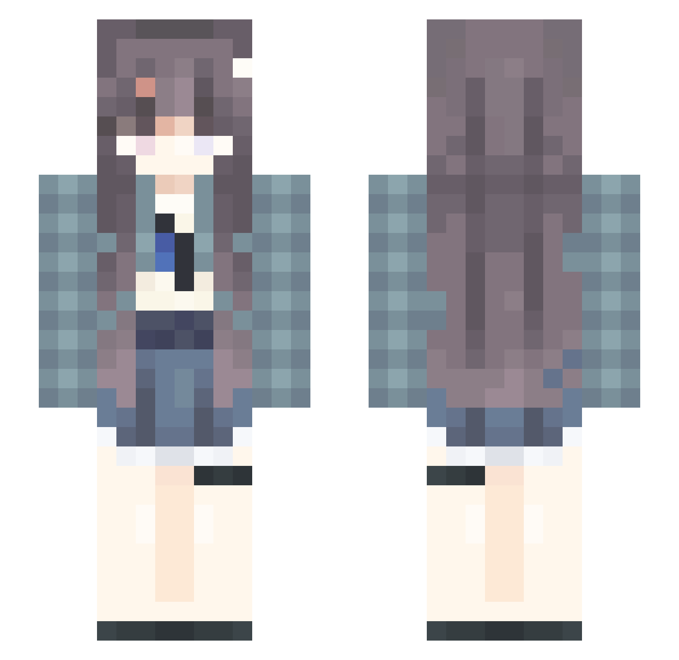 Wh1te_Petal Minecraft skin, front and back view
