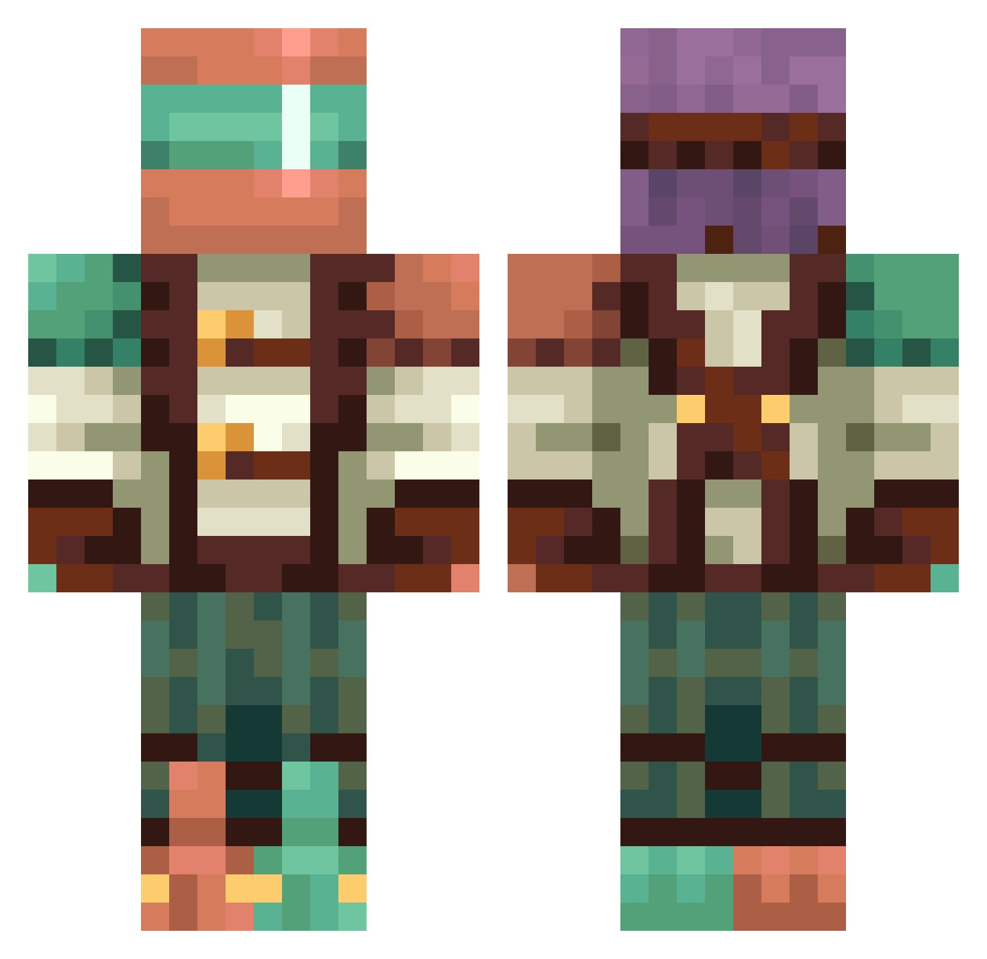 ZigguratXYZ Minecraft skin, front and back view
