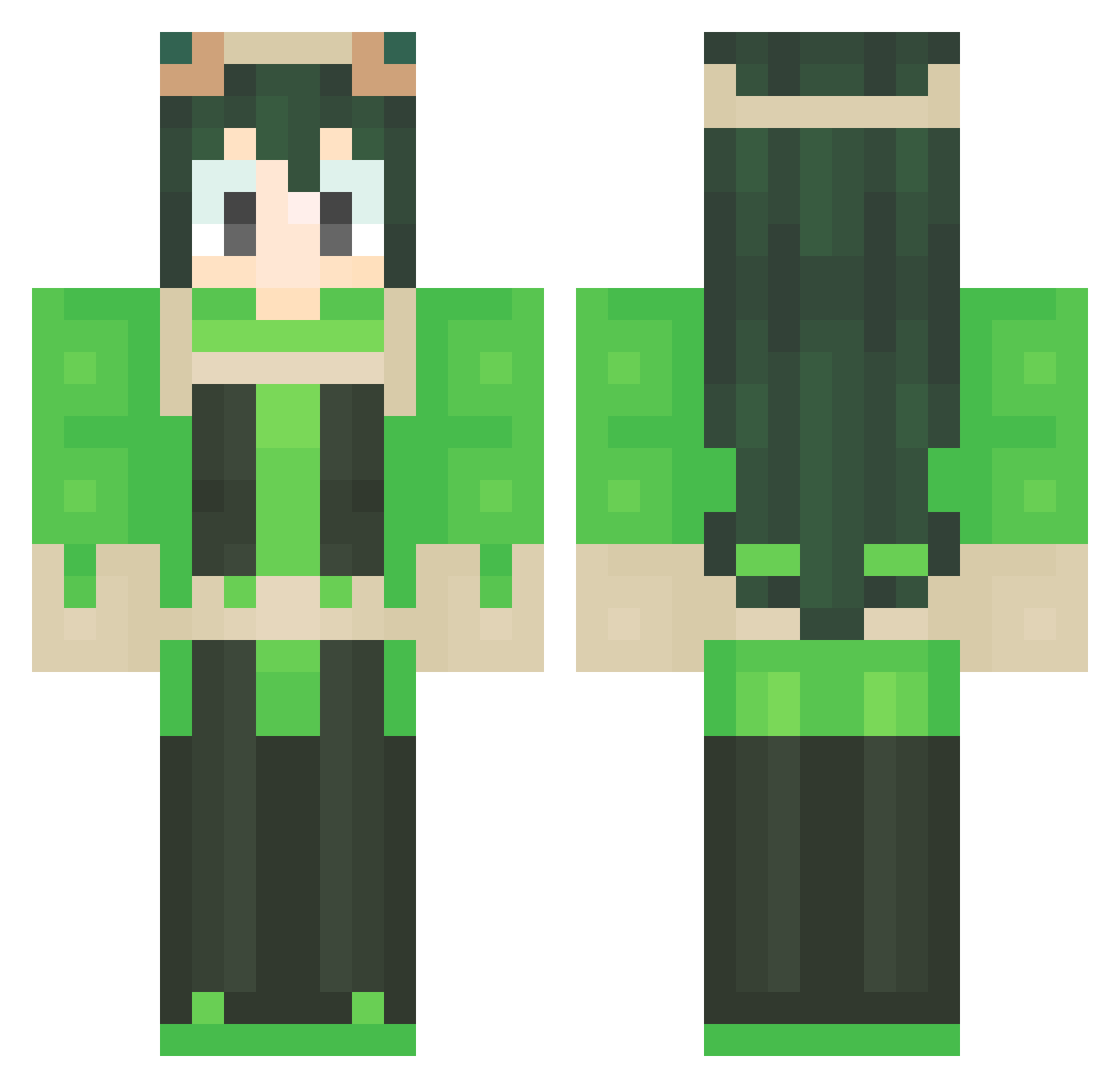 Nahuex Minecraft skin, front and back view