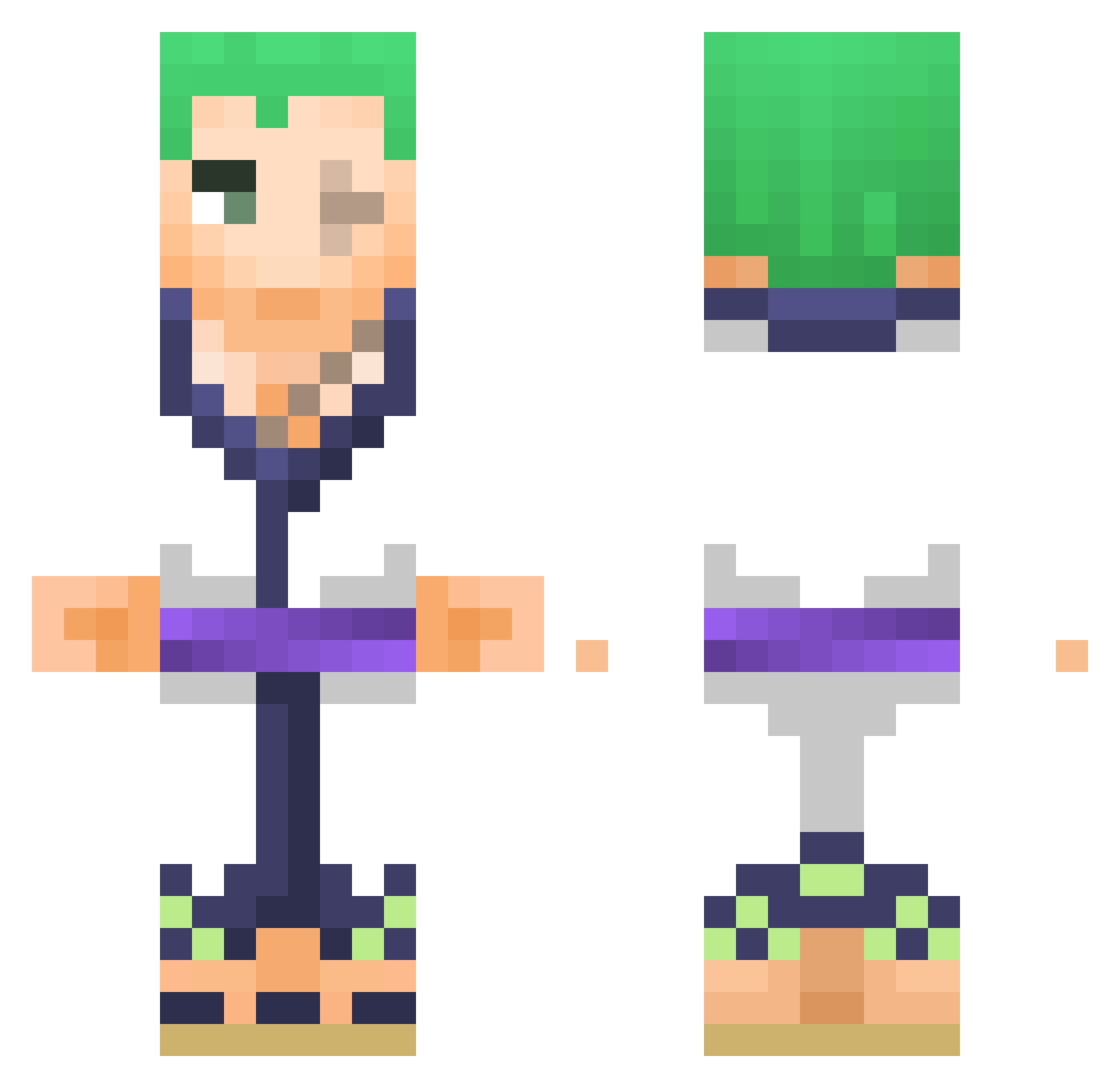 Luvav Minecraft skin, front and back view