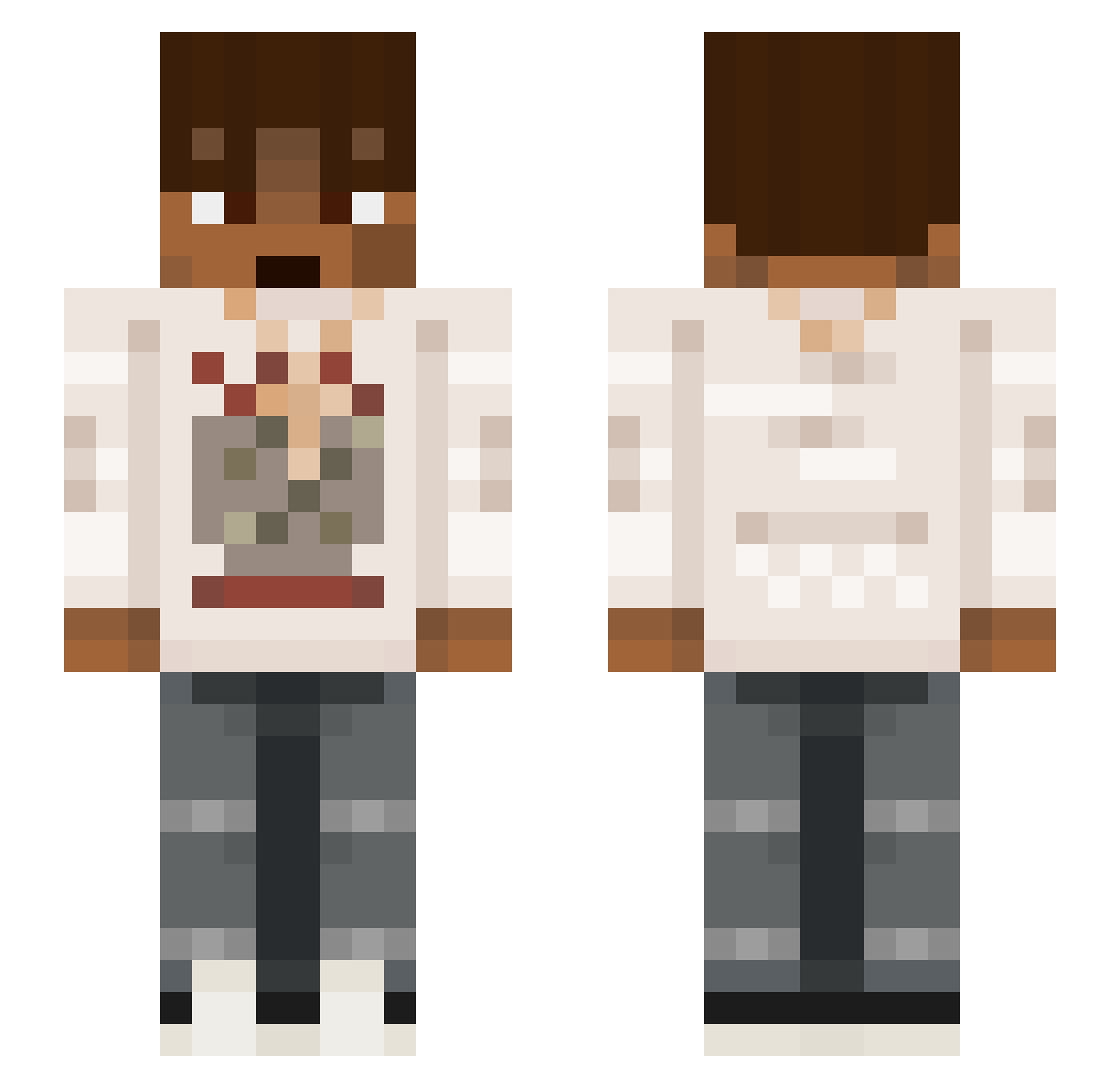 G0shha Minecraft skin, front and back view