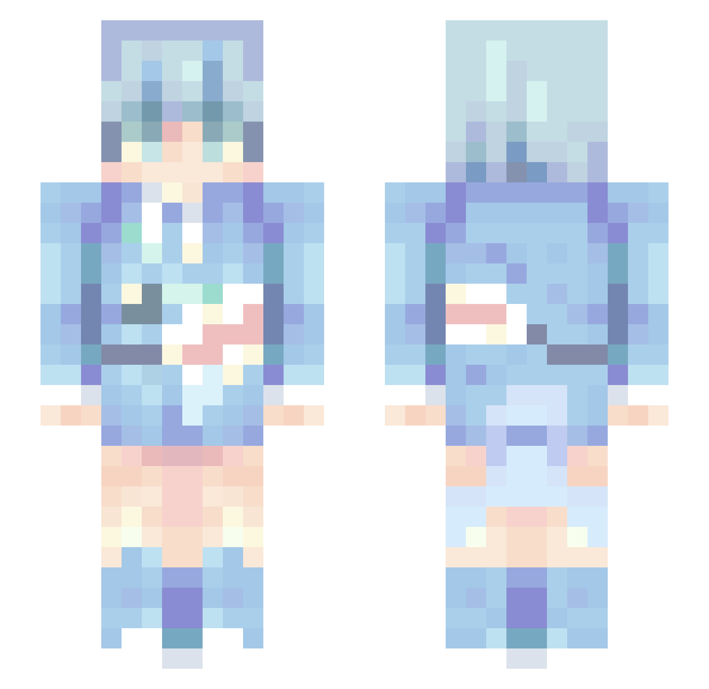 yTsubaki Minecraft skin, front and back view