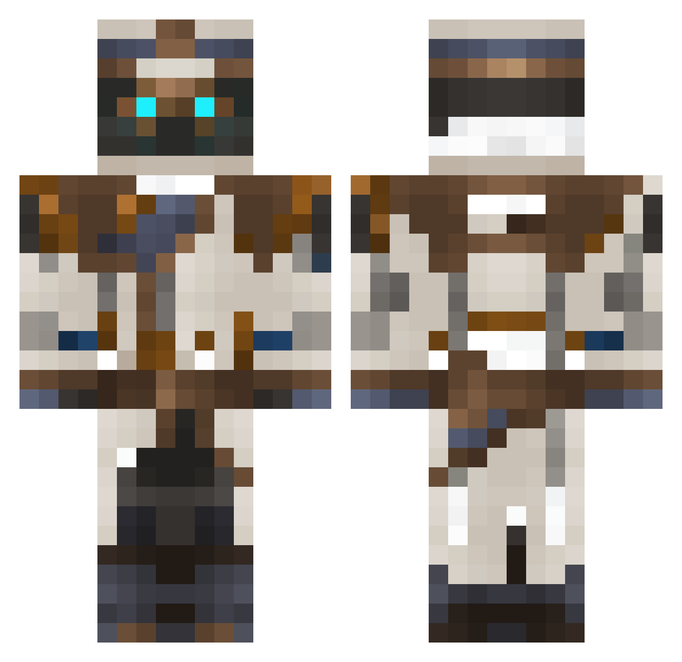 Capiper Minecraft skin, front and back view