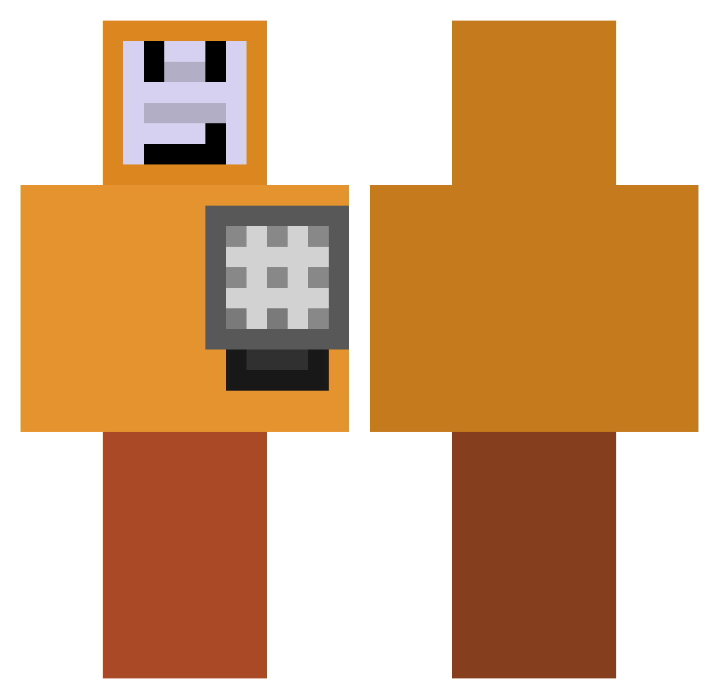 Recubetr Minecraft skin, front and back view