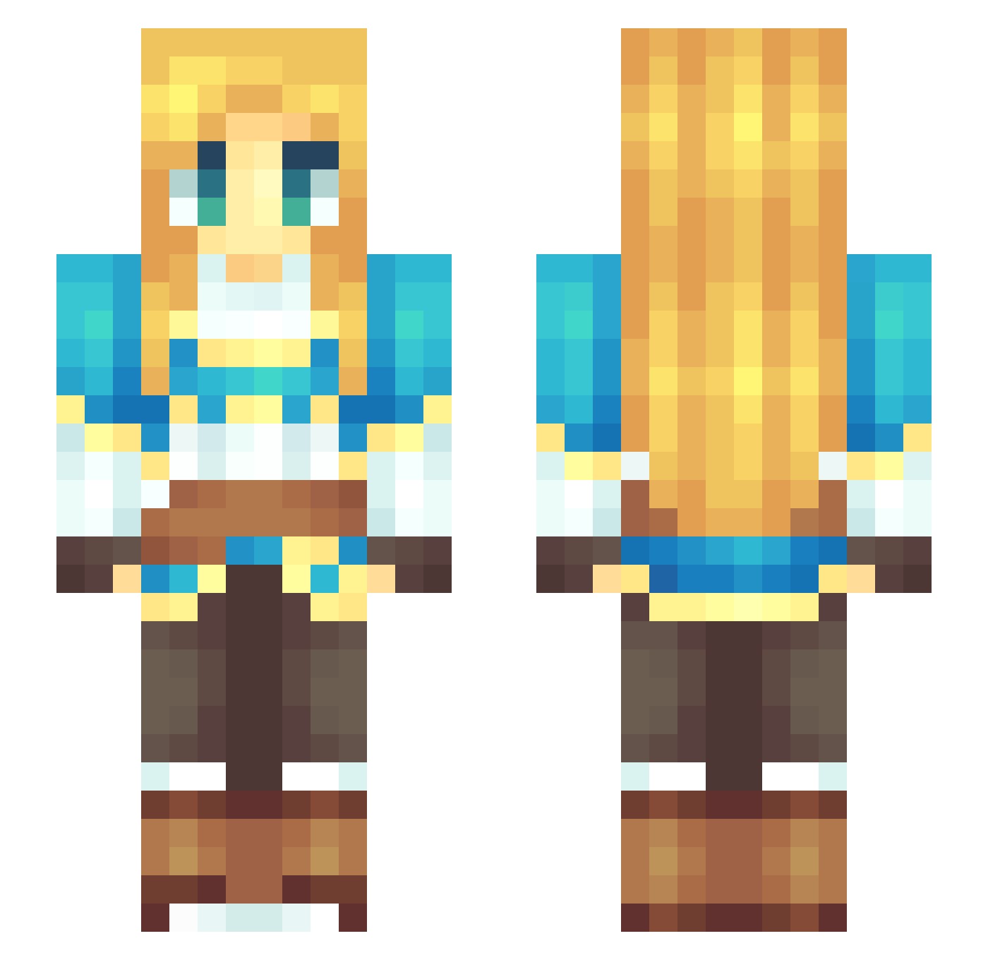 earthwards Minecraft skin, front and back view