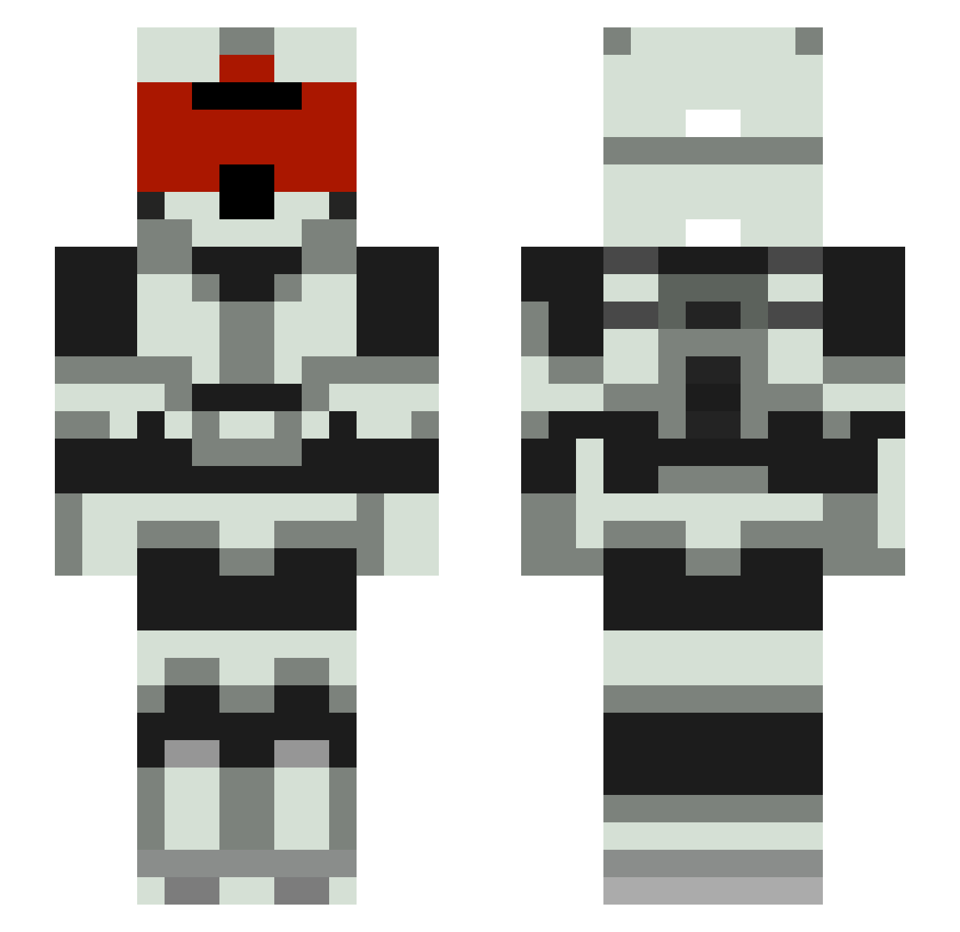 Reeled Minecraft skin, front and back view