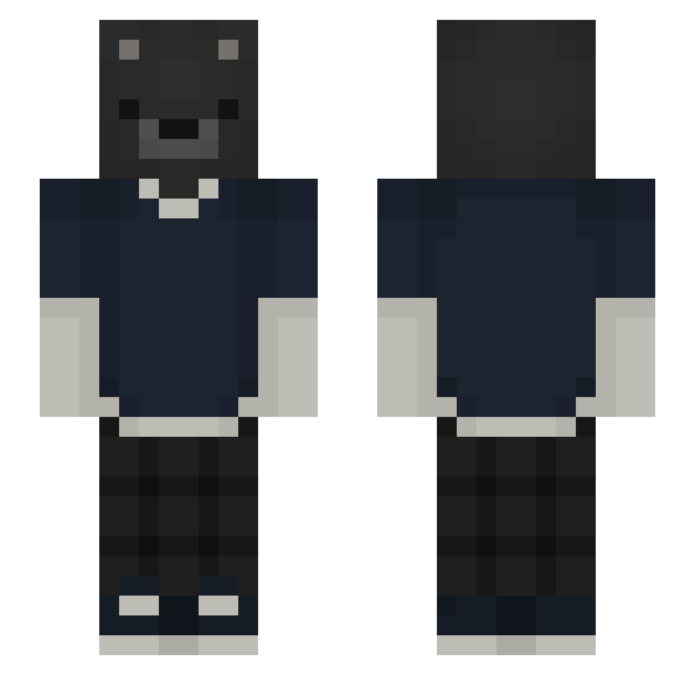 Johtomies Minecraft skin, front and back view