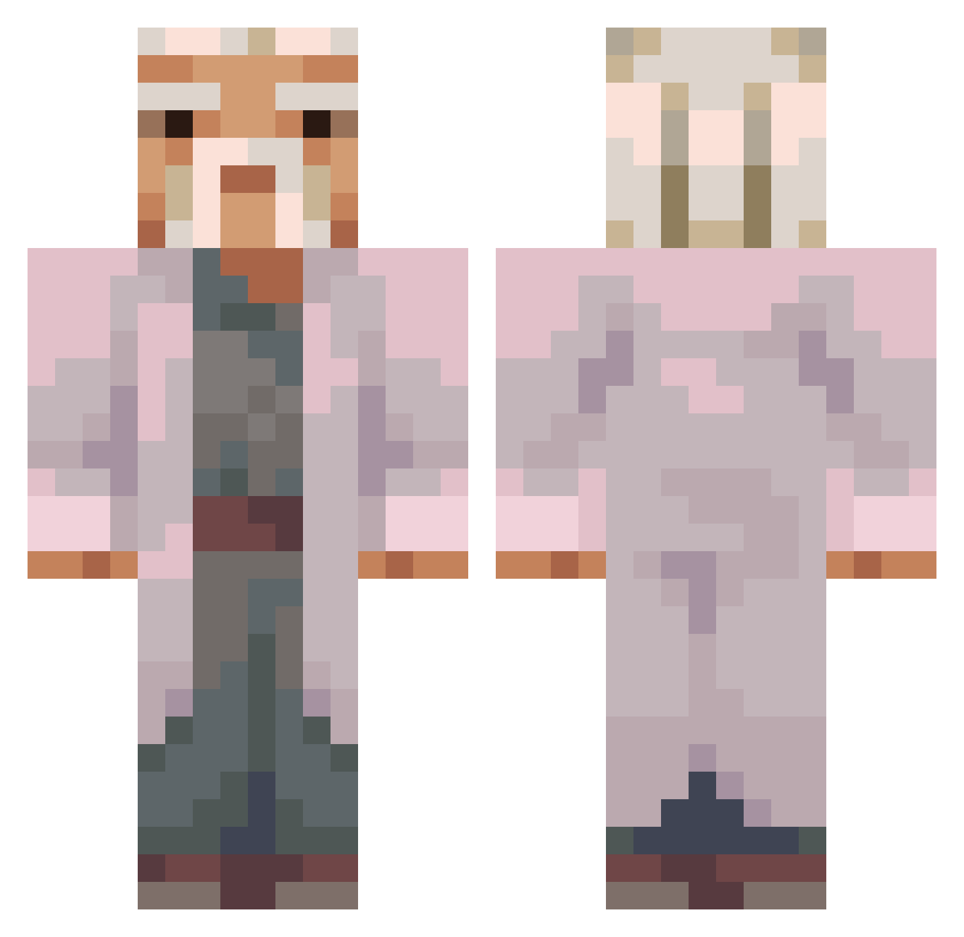 Birk911 Minecraft skin, front and back view