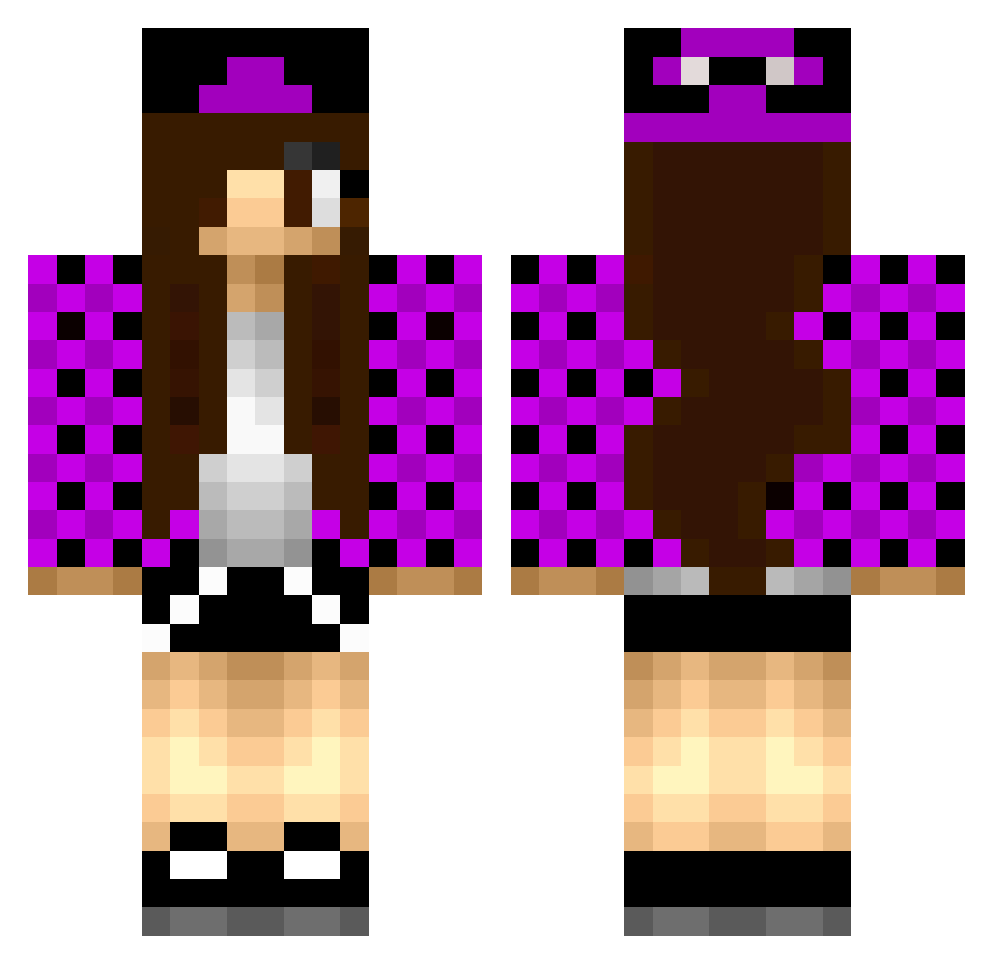 Cassie Minecraft skin, front and back view