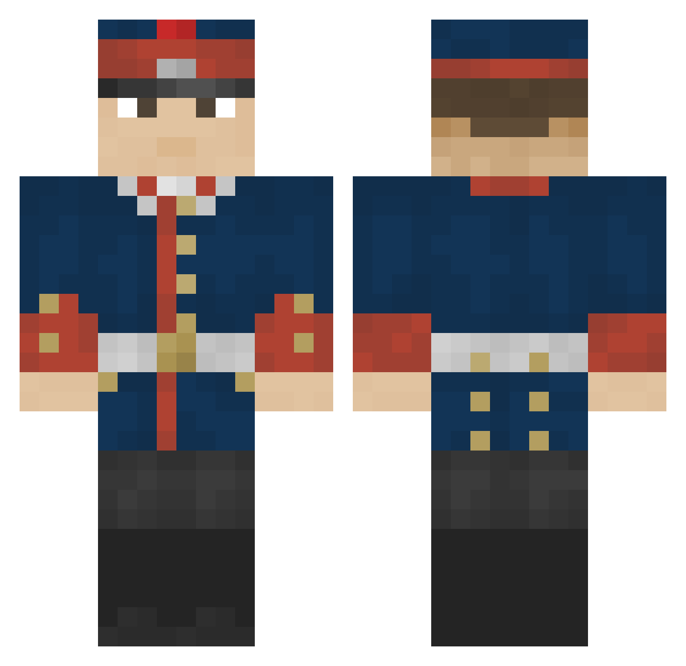 SussyFrederich Minecraft skin, front and back view