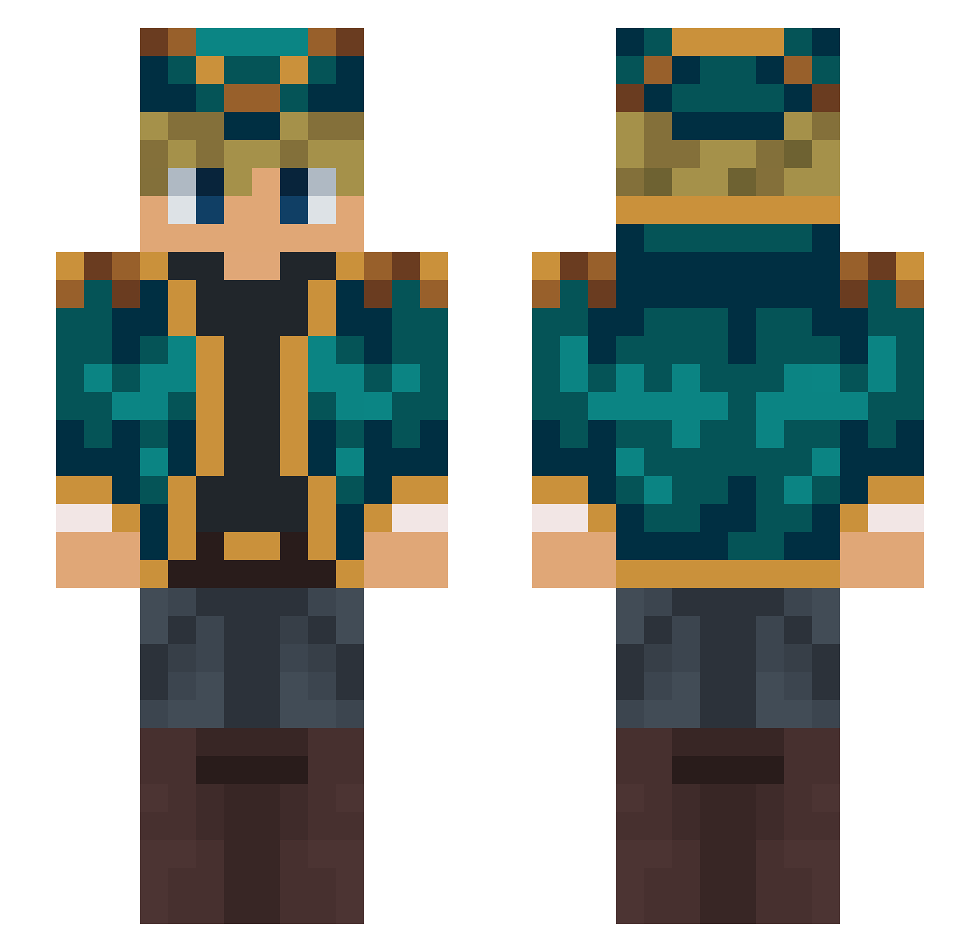xAmqro Minecraft skin, front and back view