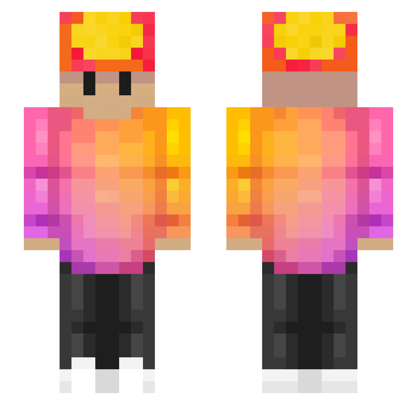 Schauniix Minecraft skin, front and back view