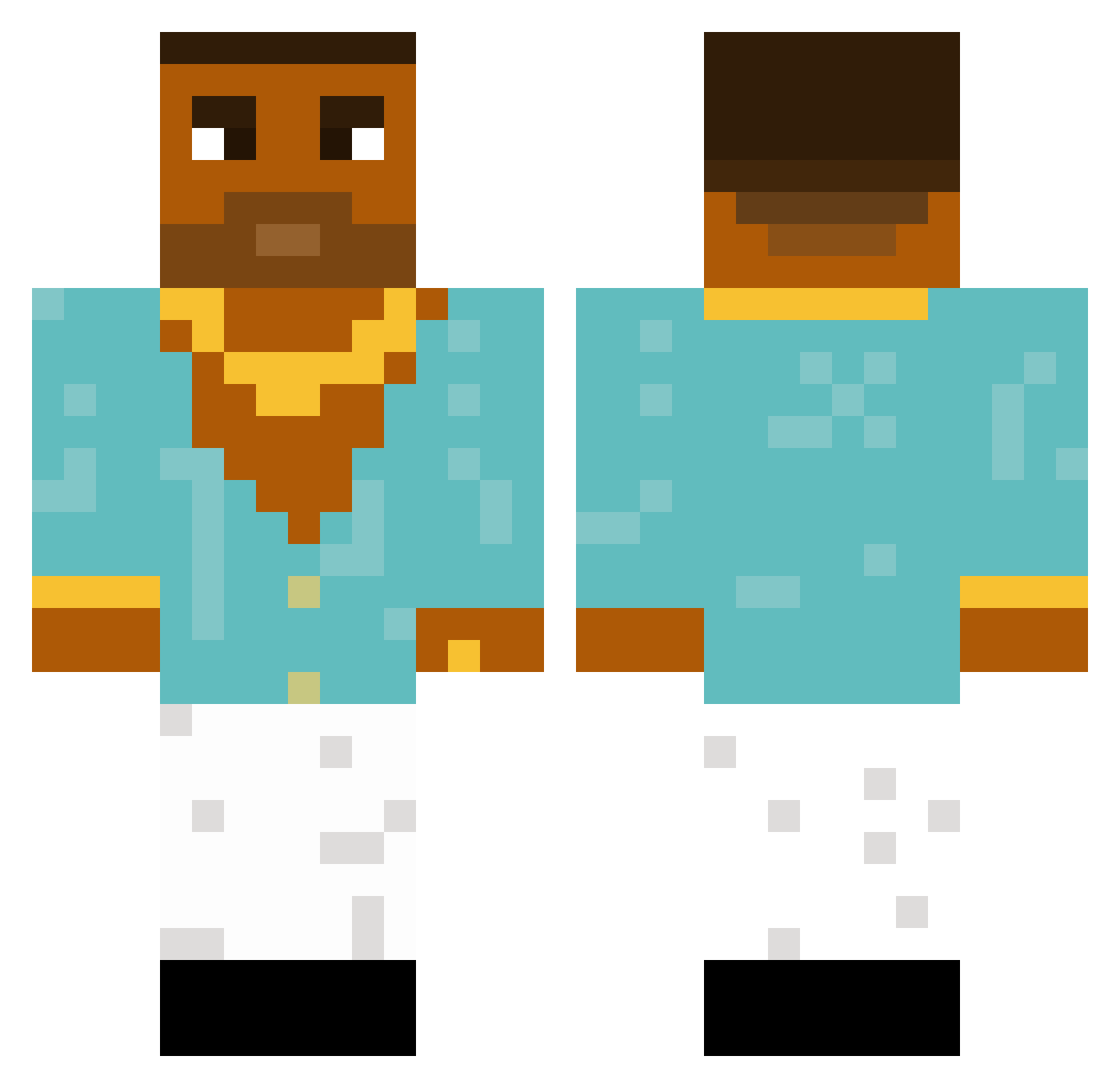 coerected Minecraft skin, front and back view