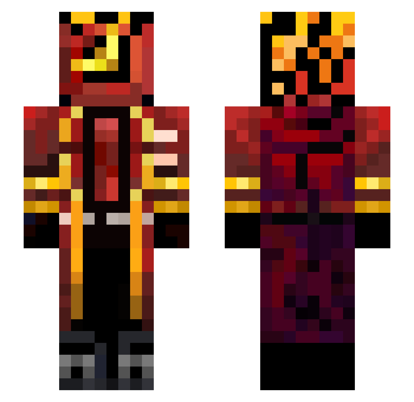 BlaccB Minecraft skin, front and back view