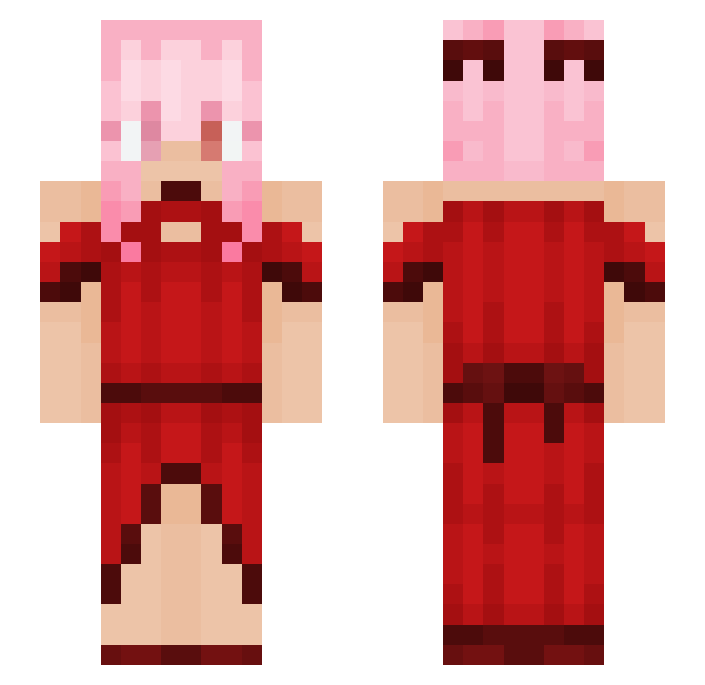 VtMinako Minecraft skin, front and back view