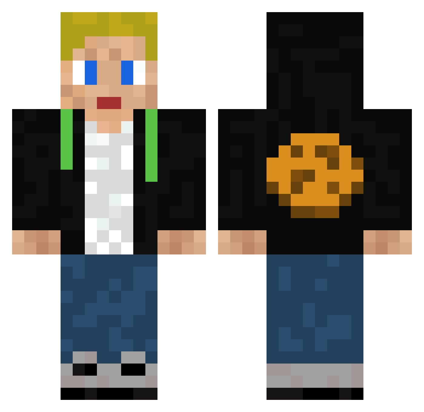 Backrest Minecraft skin, front and back view