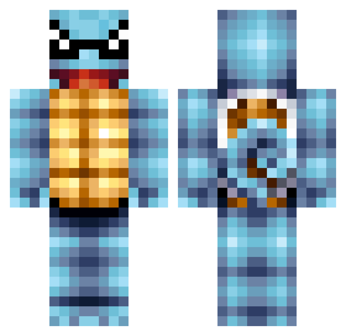vvnz Minecraft skin, front and back view