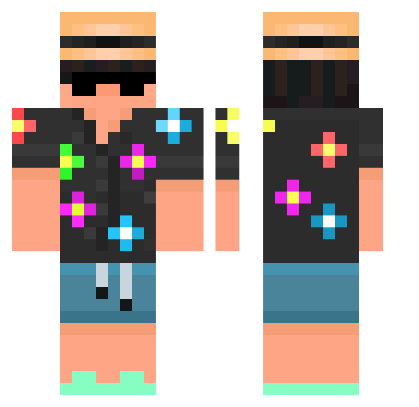 chuckloading Minecraft skin, front and back view