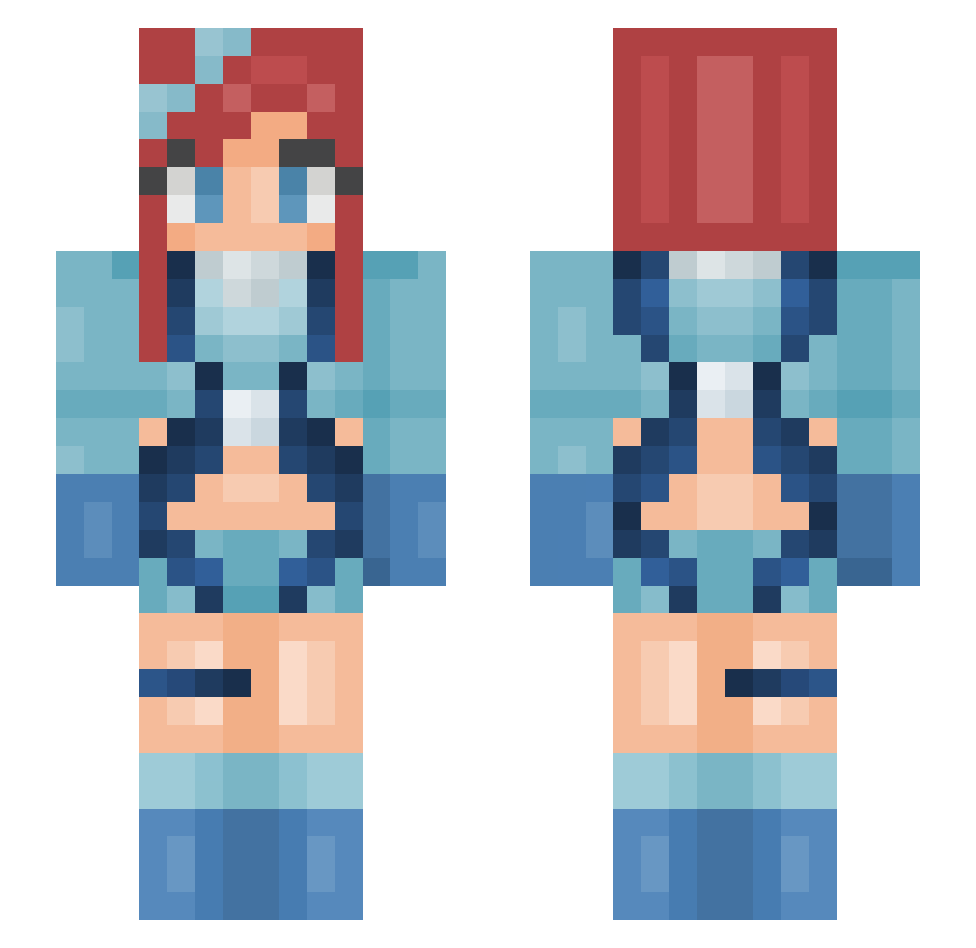 b000o Minecraft skin, front and back view