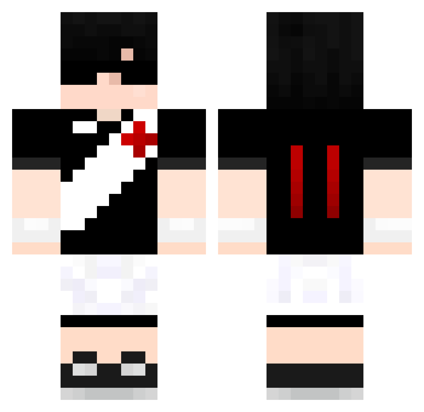 RY4NZX Minecraft skin, front and back view