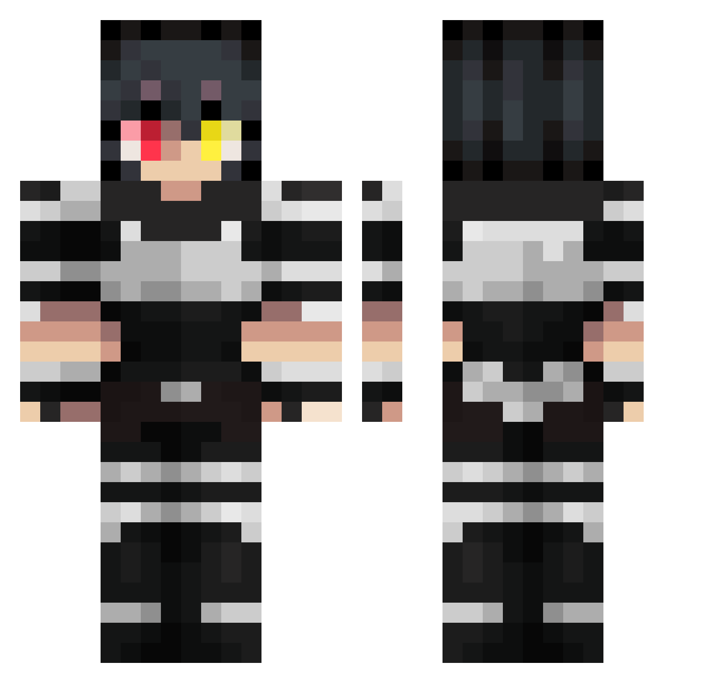 sajrehh Minecraft skin, front and back view