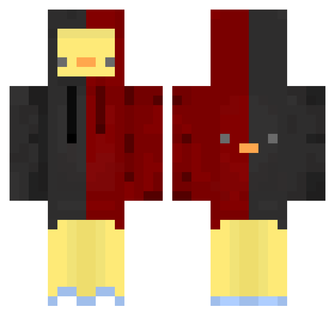 Stevine Minecraft skin, front and back view
