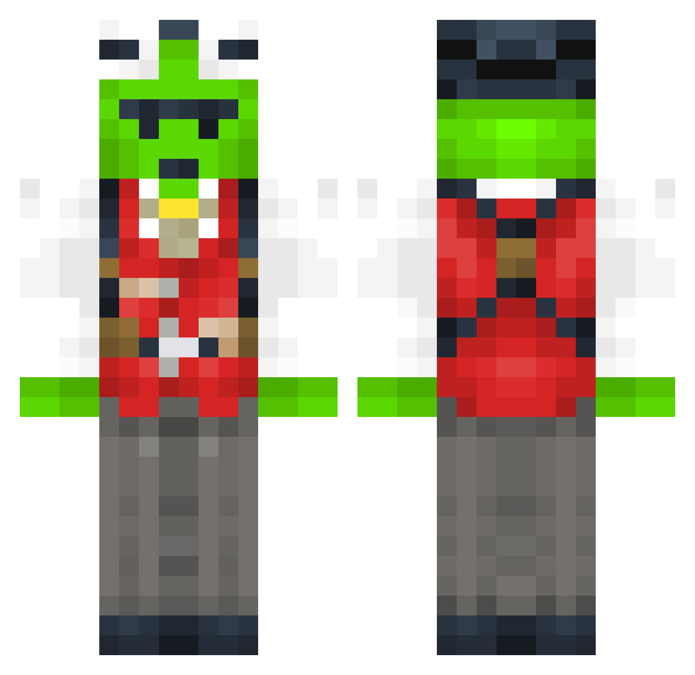 The_Bayou_Frog Minecraft skin, front and back view