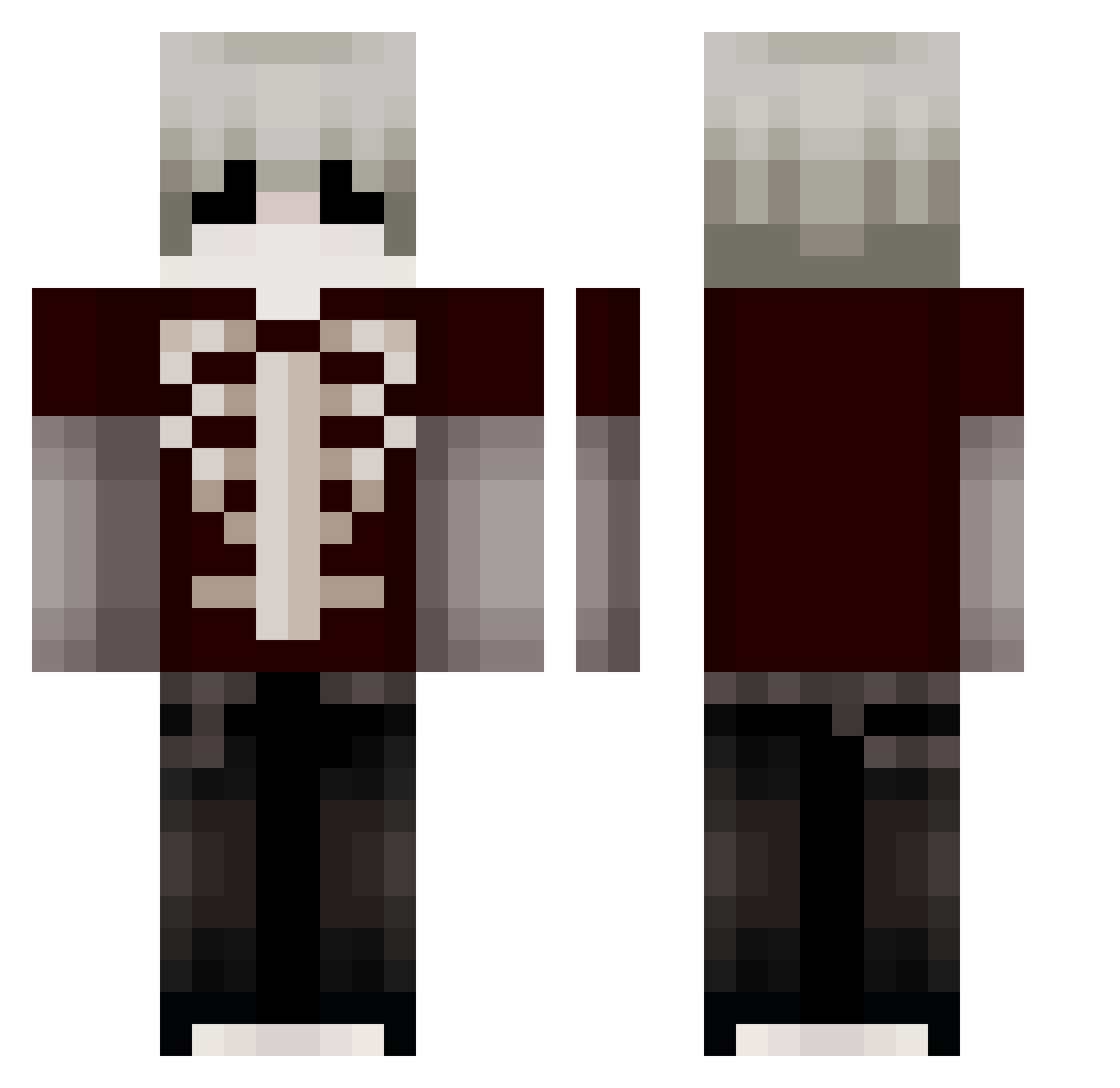 tragicwcoke Minecraft skin, front and back view