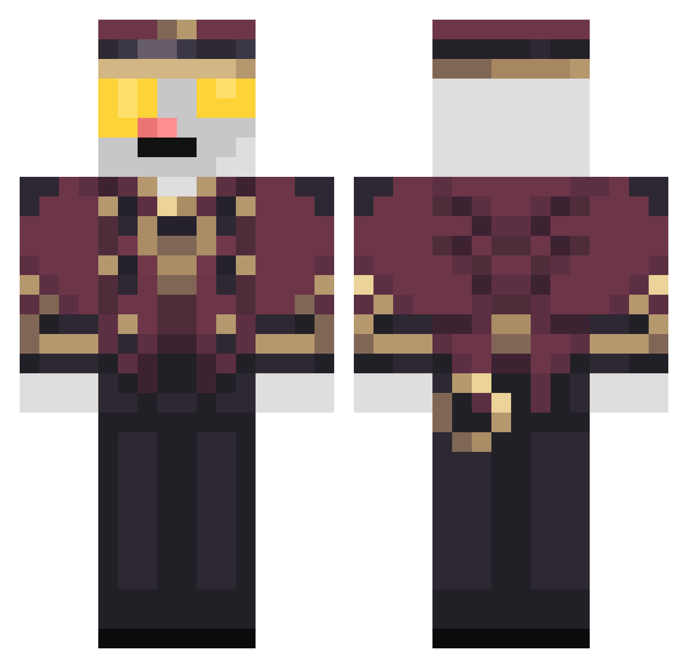 Xymnir Minecraft skin, front and back view