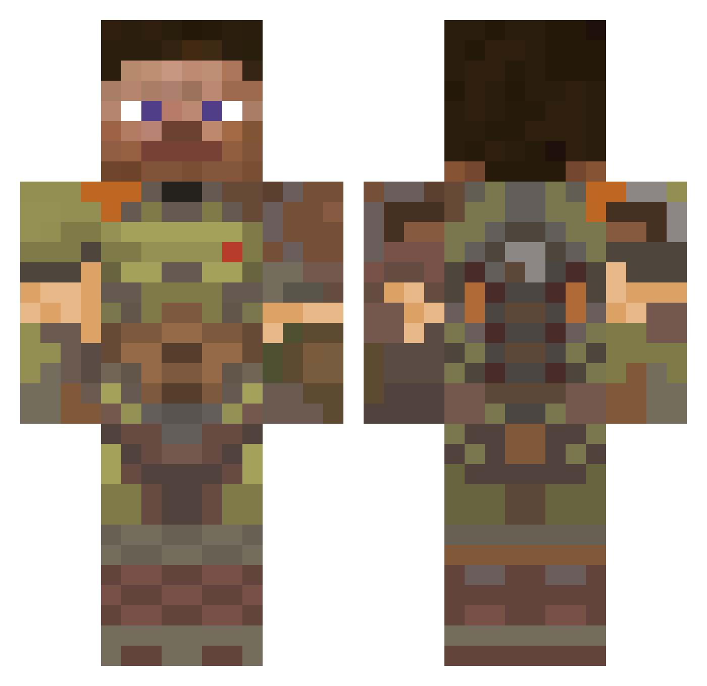 MrJuggie Minecraft skin, front and back view
