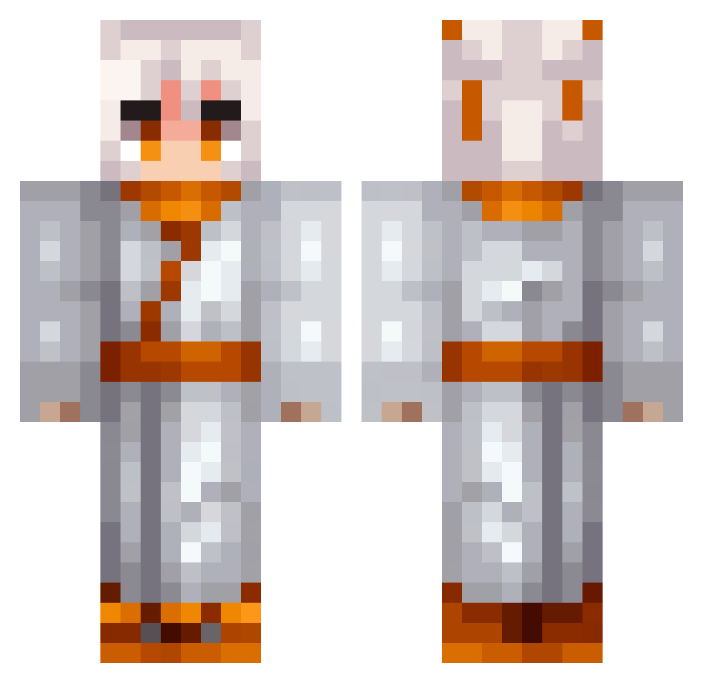Tectonics Minecraft skin, front and back view