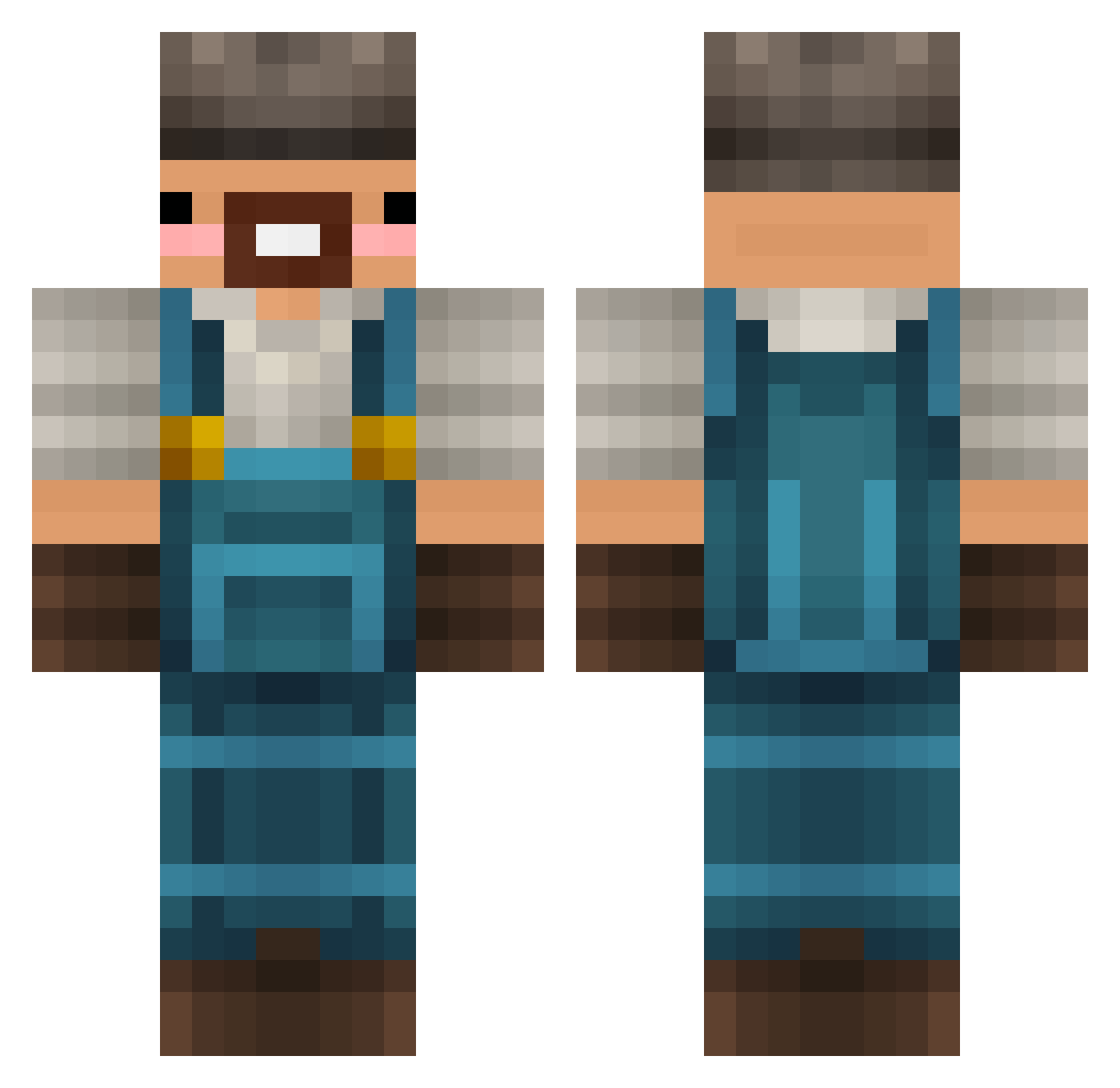 Wauple Minecraft skin, front and back view