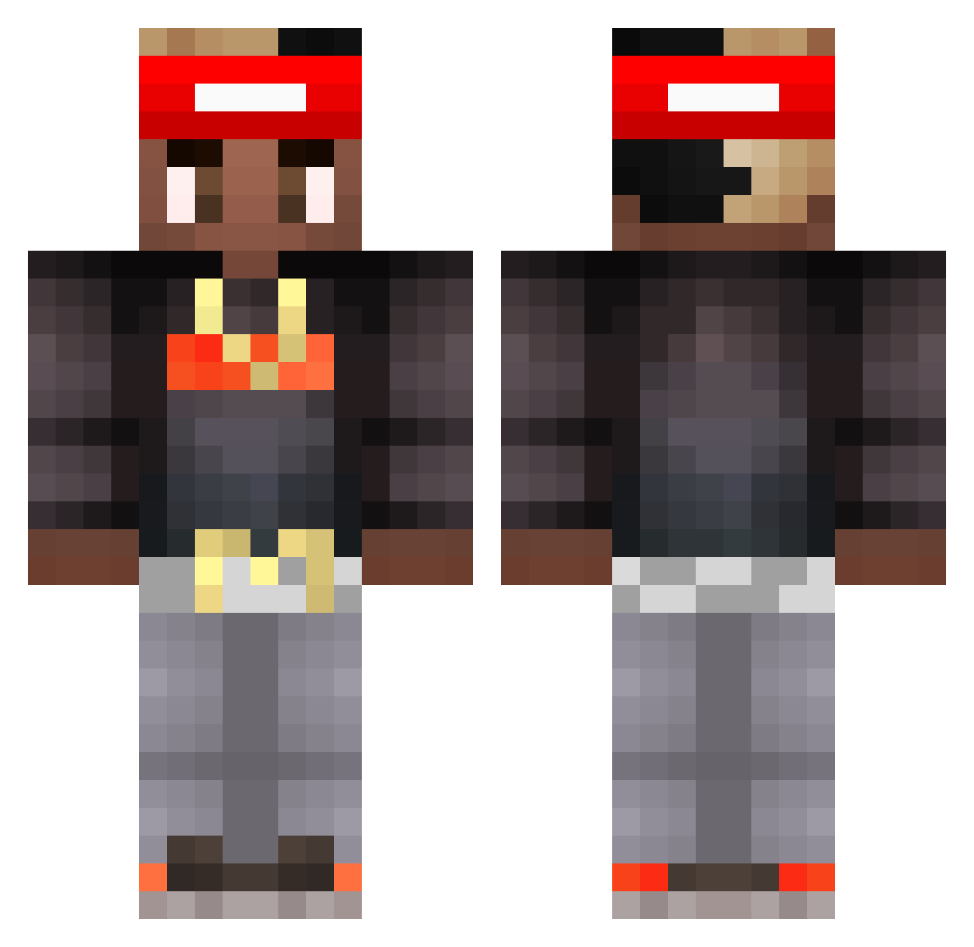 Stansa Minecraft skin, front and back view