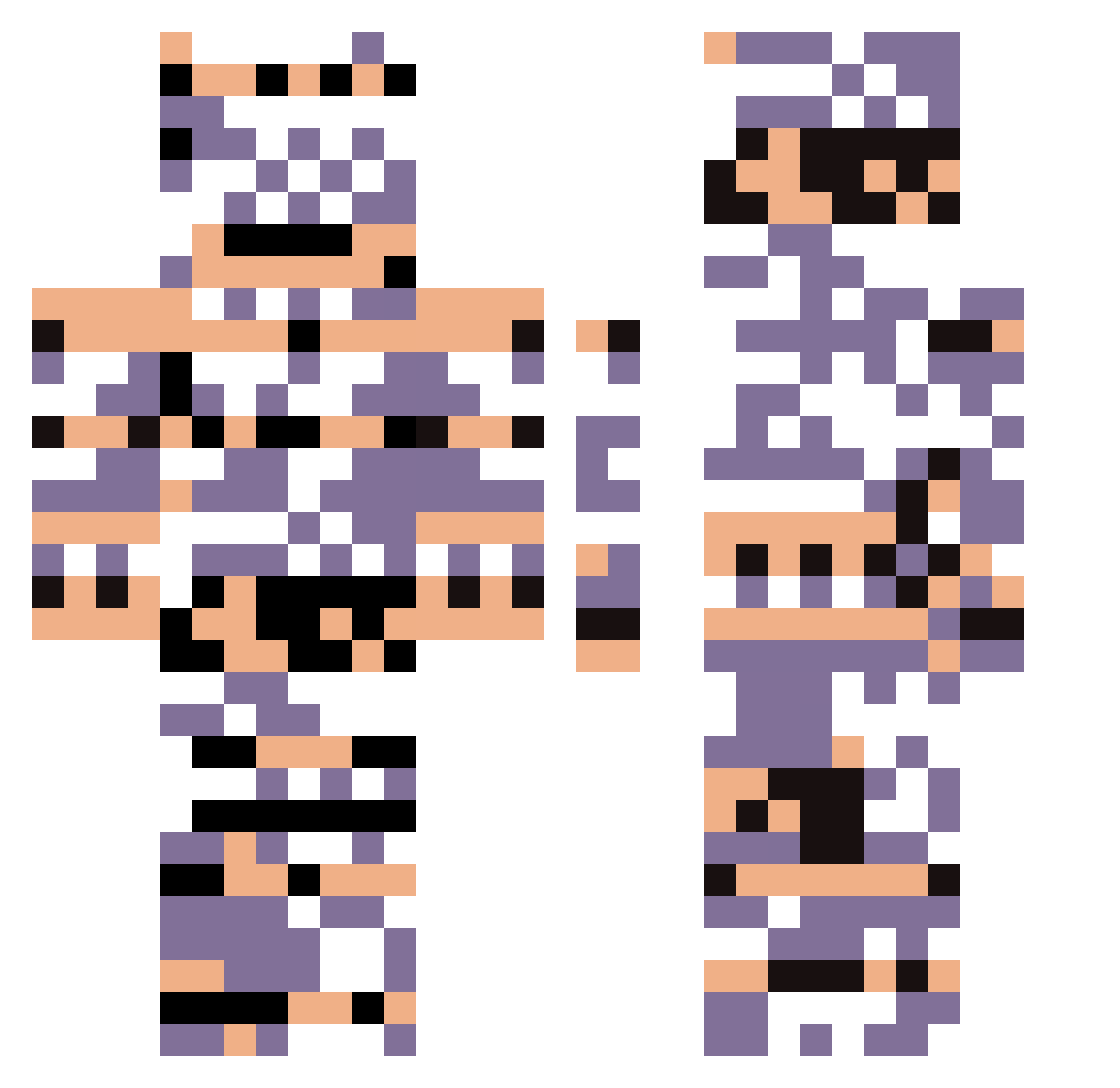 BaconPyro Minecraft skin, front and back view