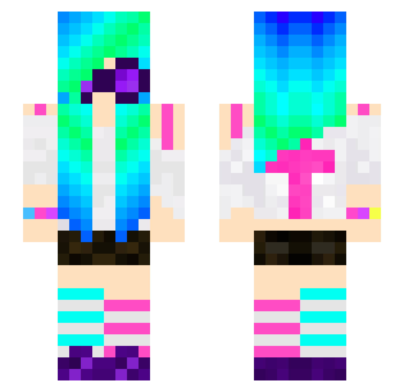 me0wnir Minecraft skin, front and back view