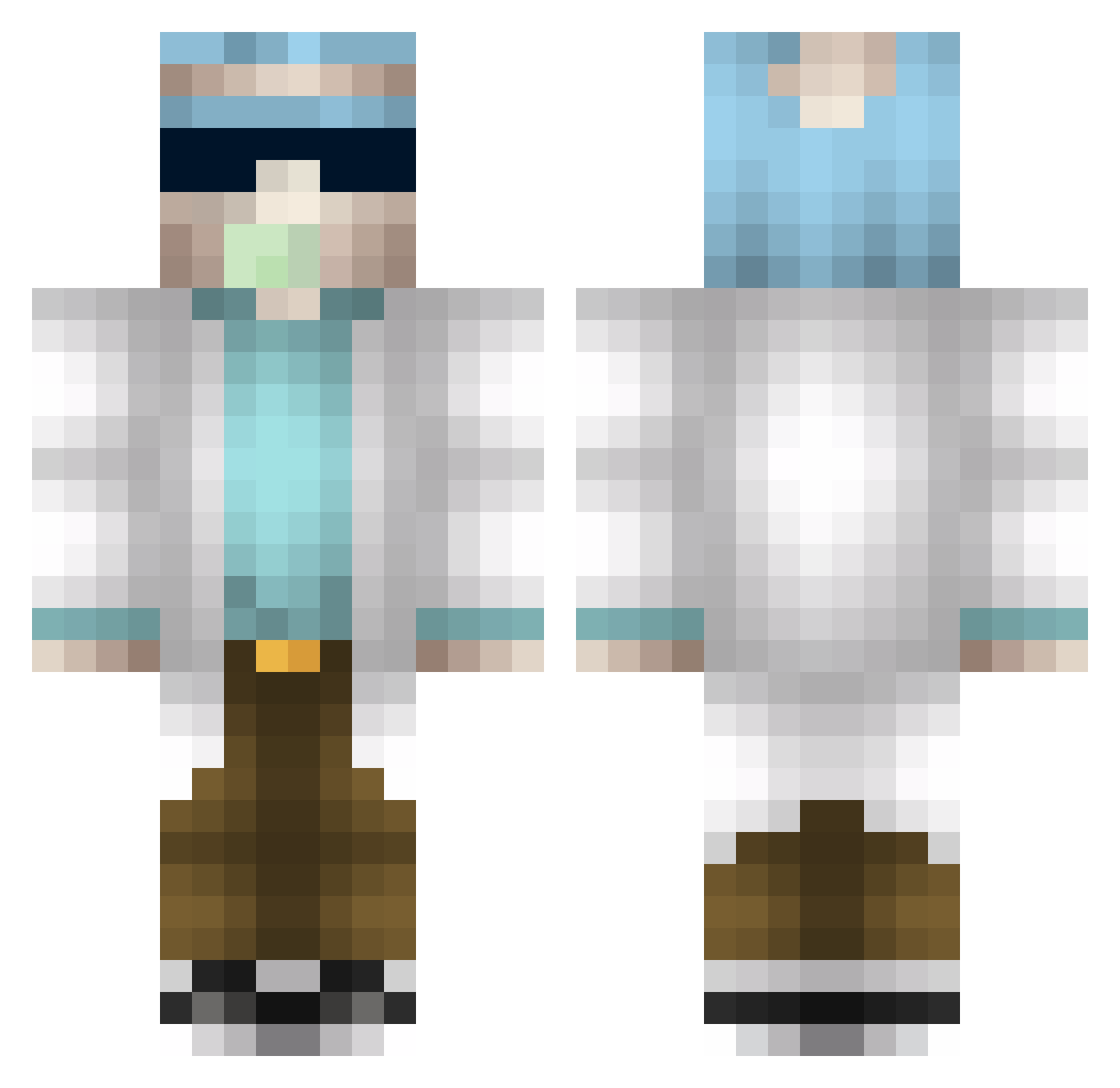 Xelvors Minecraft skin, front and back view