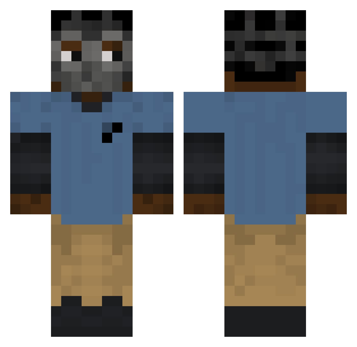 RevengeP Minecraft skin, front and back view