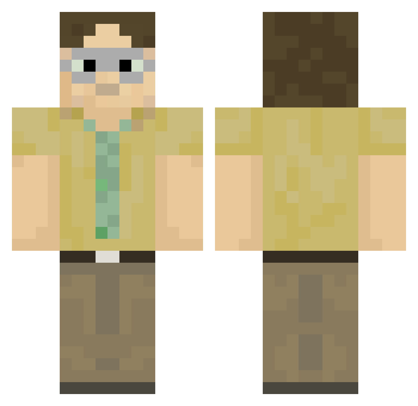 TysterC Minecraft skin, front and back view