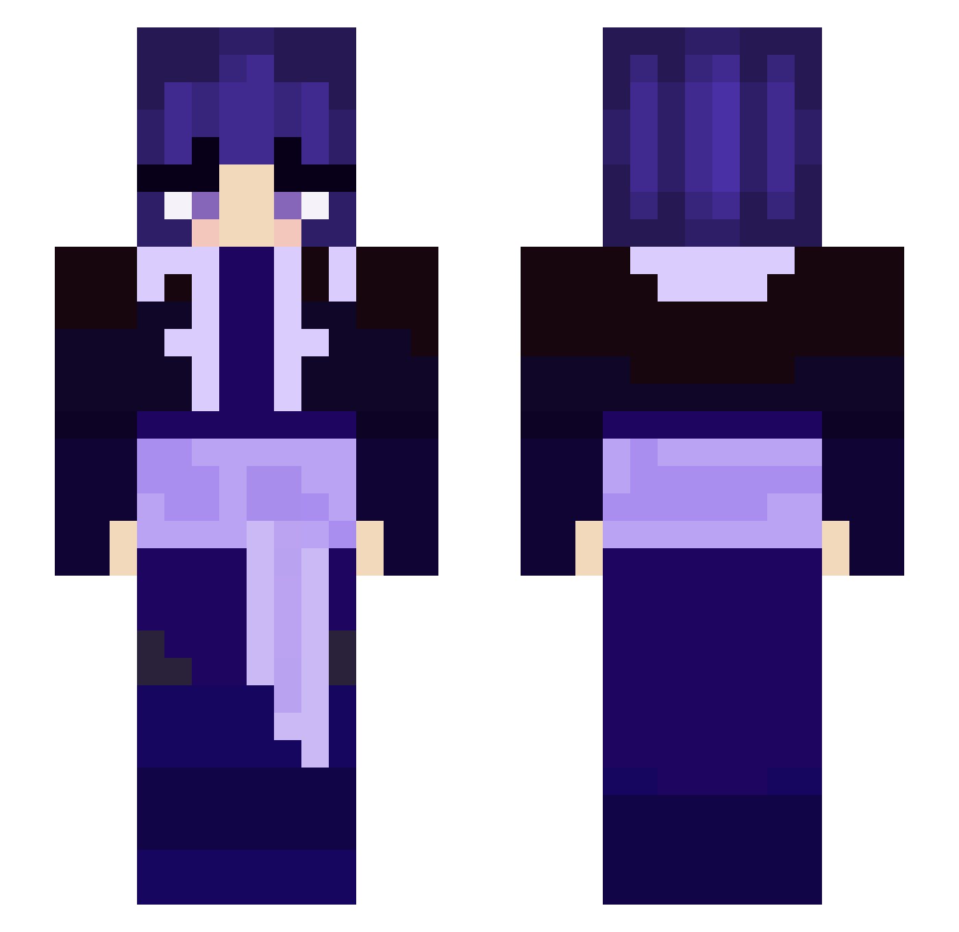 Nikoriko666 Minecraft skin, front and back view