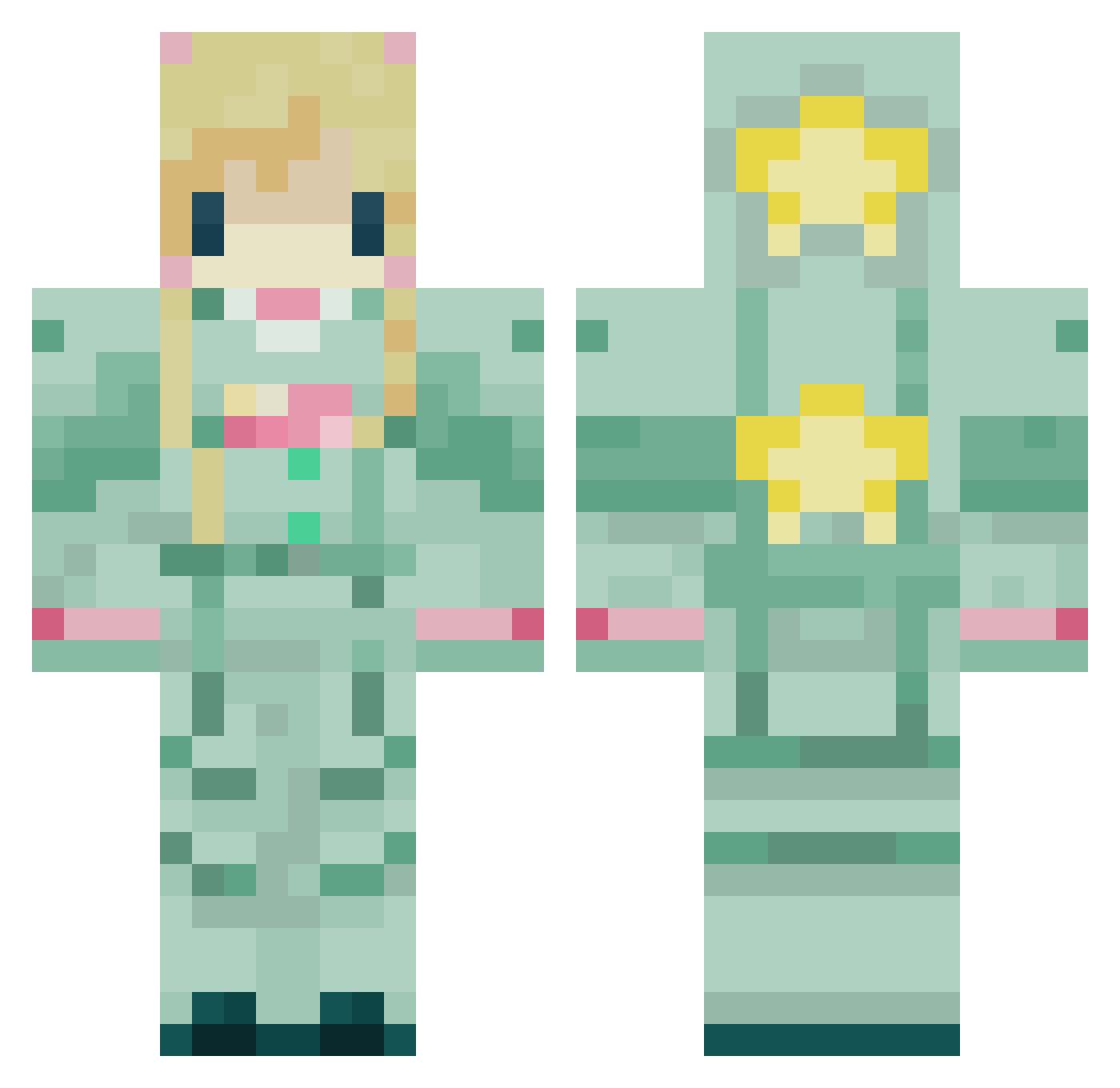 QuestioningSolor Minecraft skin, front and back view
