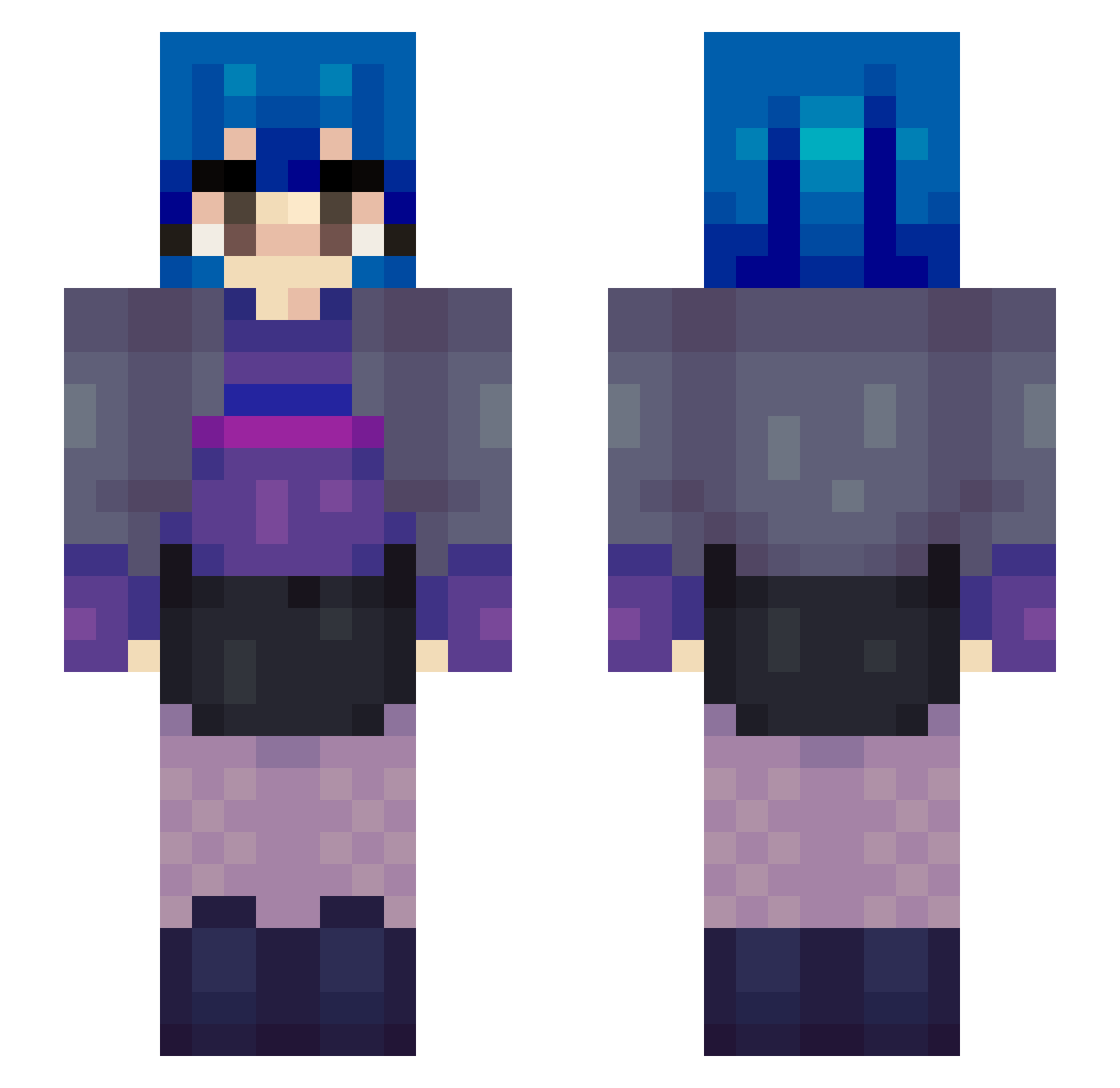 YourDinnersReady Minecraft skin, front and back view
